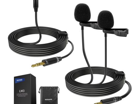 NEEWER LM3 Wired Dual Lavalier Microphones with 13ft 3.5mm TRS Extension Cable Online Sale