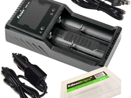 Fenix are-A2 Home in-car Battery Charger for 21700 18650 16340 with EdisonBright BBX5 Battery Carry case Bundle Online