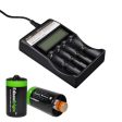 Fenix ARE-C2 four bays Li-ion  Ni-MH advanced universal smart battery charger with Two Edisonbright AA->D battery spacer shells Supply