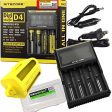 Nitecore D4 Digital Smart Battery Charger for Li-ion Ni-MH Ni-CD with 12V DC Car Adapter, NBM40 18650 Battery Magazine & EdisonBright Battery Carry Case Supply