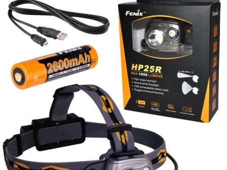 Fenix HP25R 1000 Lumen USB rechargeable CREE XM-L2 U2 LED Headlamp, Fenix 18650 rechargeable Li-ion battery Online Sale