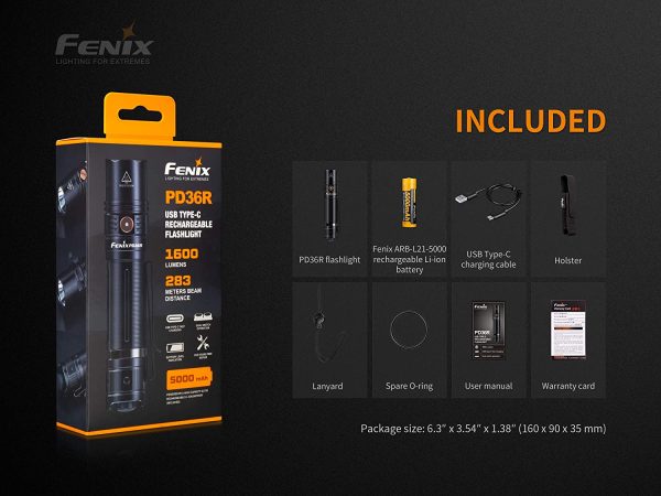 Fenix PD36R 1600 Lumen Type-C USB Rechargeable EDC CREE LED Tactical Flashlight For Cheap