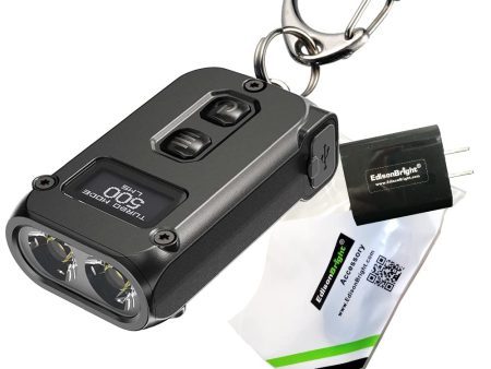 Nitecore TINI2 Black 500 Lumen USB Rechargeable LED Keychain Light with EdisonBright Brand Charging Adapter Cheap