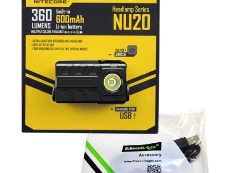 New Nitecore NU20 360 Lumens CREE LED USB rechargeable runners Headlamp with USB cable included. Fashion