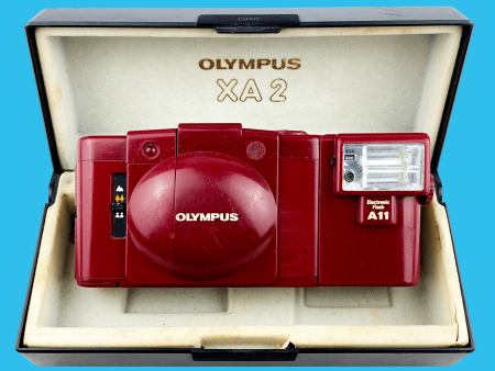 Red Olympus XA2 35mm Film Camera Point and Shoot w  Olympus A11 Flash (Boxed) Cheap