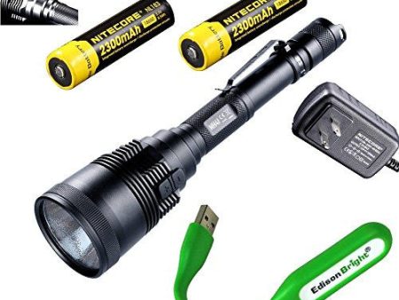 Nitecore MH41 2150 lumen CREE LED rechargeable flashlight  searchlight, 2X Nitecore rechargeable 18650 batteries with EdisonBright USB powered reading light Supply