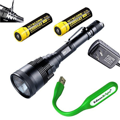 Nitecore MH41 2150 lumen CREE LED rechargeable flashlight  searchlight, 2X Nitecore rechargeable 18650 batteries with EdisonBright USB powered reading light Supply