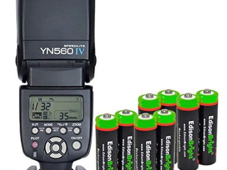 YONGNUO YN560 IV YN-560IV Wireless Flash Speedlite Master   Slave Flash with Built-in Trigger System with 8 X EdisonBright Ni-MH rechargeable AA batteries bundle for Canon Nikon Pentax Olympus Fujifilm Panasonic Digital Cameras Online now