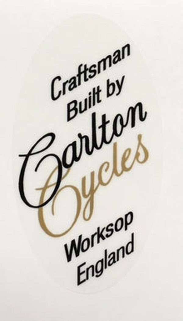 CARLTON seat decal.   craftsman built by Carlton Cycles Worksop England  Online now