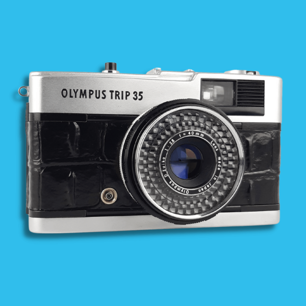 Olympus Trip 35 Black Crocodile Leather Point and Shoot 35mm Film Camera Discount