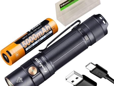 Fenix E35 V3.0 3000 Lumen USB-C Rechargeable LED Flashlight with 5000mAh Battery and EdisonBright Battery Carrying case Bundle For Discount