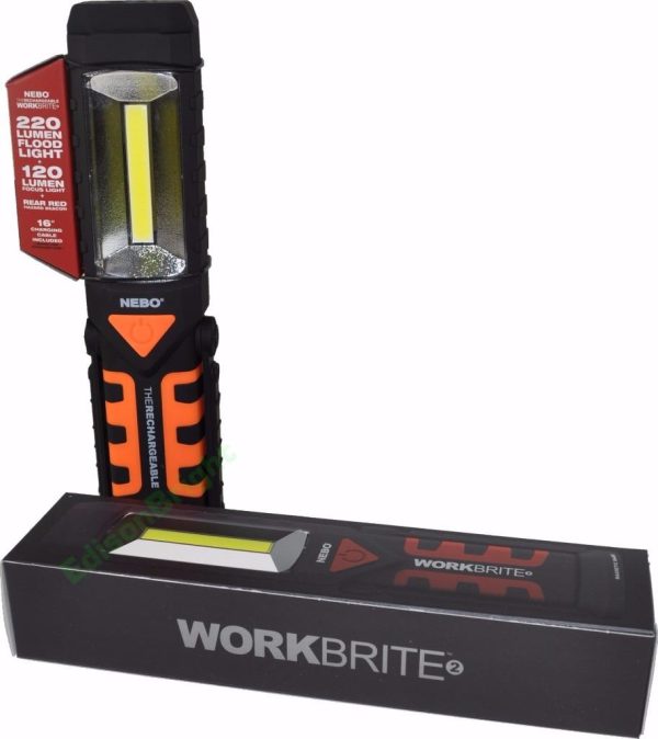 Nebo WORKBRITE™2 6305 USB rechargeable 220 Lumen & Emergency Red Flasher LED Worklight Flashlight Supply