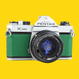 Pentax K1000 Green Leather Vintage SLR 35mm Film Camera with Pentax f 2 50mm Prime Lens Discount