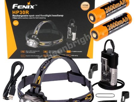 New Fenix HP30R 1750 Lumens CREE LED rechargeable headlamp with two 18650 batteries For Discount