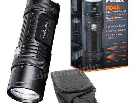 Brand New Fenix FD45 FOCUS 900 Lumens CREE LED Searchlight Flashlight powered by 4X AA Batteries. For Discount