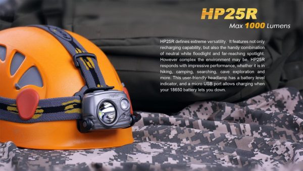 Fenix HP25R 1000 Lumen USB rechargeable CREE XM-L2 U2 LED Headlamp, Fenix 18650 rechargeable Li-ion battery Online Sale