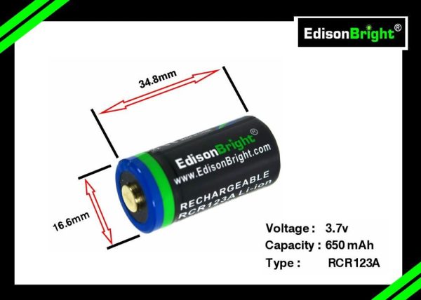 Brand New EdisonBright EBR65 16340 (RCR123A) rechargeable Li-ion batteries For Discount