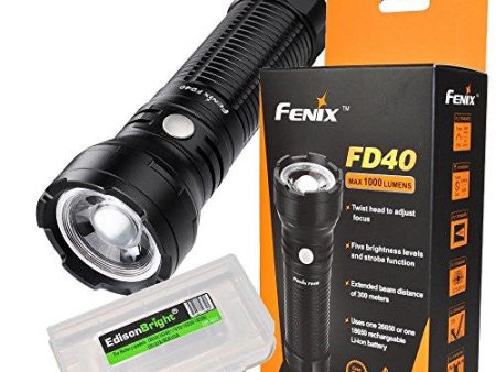 Fenix FD40 1000 Lumen CREE LED adjustable focus Flashlight with EdisonBright brand battery carry case Cheap