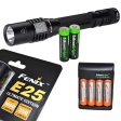 Fenix E25 Ultimate edition (E25UE) 1000 lumen CREE XP-L LED Flashlight with two NiMH rechargeable AA Batteries, Charger & Two EdisonBright AA Alkaline batteries Sale