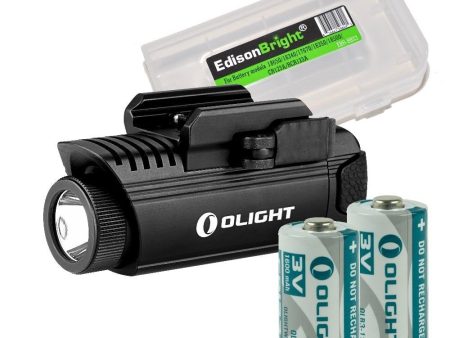 EdisonBright Bundle: Olight PL1 II Valkyrie 450 lumen LED weapon mounted light with 2 X Olight CR123 lithium batteries and battery carry case Cheap