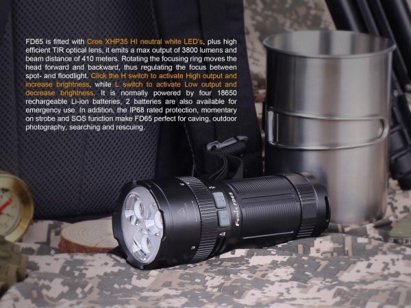 Brand New Fenix FD65 FOCUS 3800 Lumens CREE LED Searchlight Flashlight on Sale