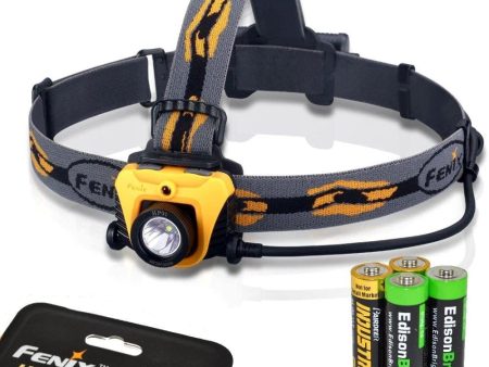 Fenix HP01 210 Lumen CREE XP-G (R5) LED Headlamp (Orange) with four AA Alkaline batteries including two EdisonBright AA alkaline batteries For Cheap