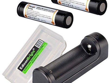 Fenix ARE-X1 battery charger, two Fenix ARB-L2M 18650 batteries with EdisonBright Battery carry case bundle Online now