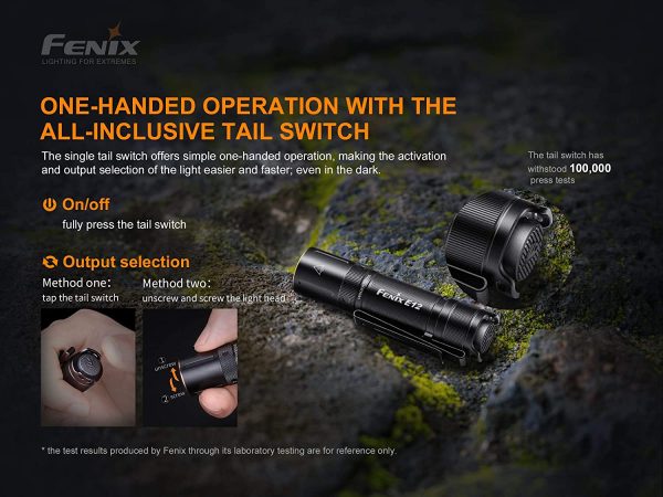 Fenix E12 V2 160 Lumen LED flashlight with EdisonBright AA alkaline battery bundle Discount