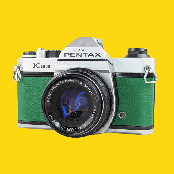 Pentax K1000 Green Leather Vintage SLR 35mm Film Camera with Pentax f 2 50mm Prime Lens Discount