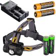 Fenix HL35 450 Lumen LED Headlamp with 2X ARB-L14 type 14500 rechargeable li-ion batteries, smart charger and 2 X EdisonBright AA Alkaline batteries bundle Sale