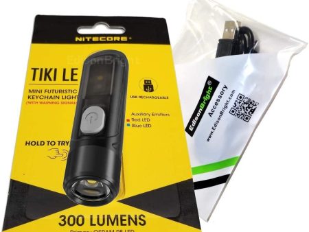 Nitecore TIKI LE 300 lumen micro USB rechargeable keychain flashlight police strobe with EdisonBright brand USB charging cable Hot on Sale