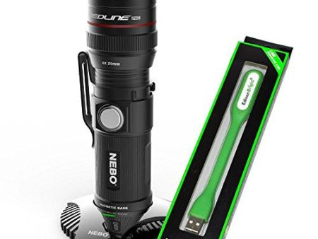 Nebo Redline RC 6392 dock rechargeable 320 lumen LED flashlight with EdisonBright USB reading light bundle on Sale