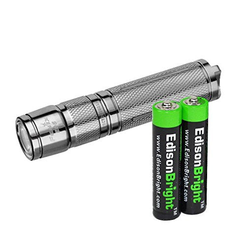 Fenix E05 Stainless Steel CREE XP-E2 85 Lumen LED keychain flashlight with two EdisonBright AAA alkaline batteries Hot on Sale