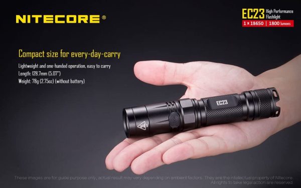 Nitecore EC23 1800 Lumens High Performance LED Flashlight and EdisonBright BBX3 Battery carry case For Sale