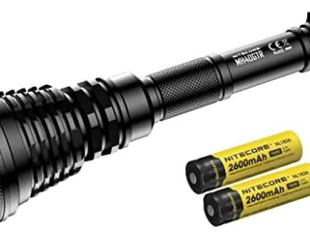 Nitecore Black MH40GTR 1200 Lumens CREE-XP HI V3 LED Ultra Long Range Duel-Fuel Hunting Flashlight with Two Li-ion 18650 rechargeable 2600mAh batteries. on Sale