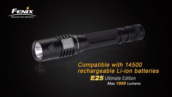 Fenix E25UE 2015 Ultimate Edition 1000 Lumen CREE XP-L V5 LED Flashlight with 2X ARB-L14 type 14500 rechargeable li-ion batteries and 2 X EdisonBright AA Alkaline batteries Hot on Sale