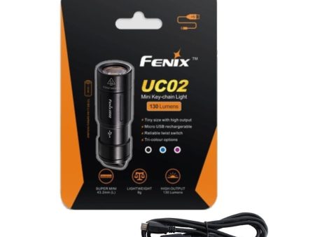 FENIX UC02 USB Rechargeable 130 Lumen Cree LED keychain Flashlight (Black) EDC Online now