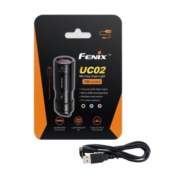 FENIX UC02 USB Rechargeable 130 Lumen Cree LED keychain Flashlight (Black) EDC Online now