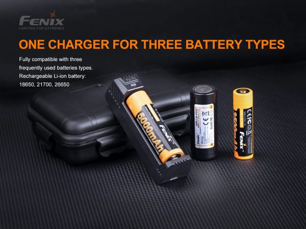 Fenix ARE-X1 V2.0 USB Powered Smart Battery Charger with EdisonBright BBX3 Battery Carrying case Supply