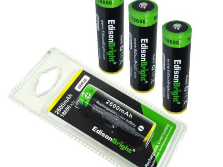 New 4 Pack Genuine individually packed EdisonBright EBR26 2600mAh 18650 Li-ion 3.7v rechargeable protected batteries Online Hot Sale