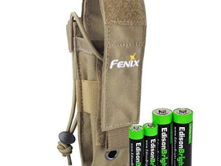 Fenix ALP-MT holster (Khaki) holster for PD35, LD12, LD22, E35UE, UC30, TK15C, EC20 with EdisonBright AA AAA alkaline battery sampler pack For Sale