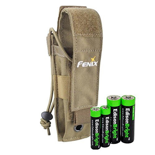 Fenix ALP-MT holster (Khaki) holster for PD35, LD12, LD22, E35UE, UC30, TK15C, EC20 with EdisonBright AA AAA alkaline battery sampler pack For Sale