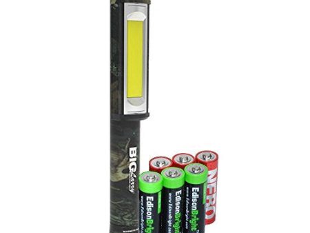 Nebo Big Larry (CAMO) 6382 400 lumen Flashlight COB LED Magnetic Worklight with 3 X EdisonBright AA Alkaline batteries bundle For Cheap