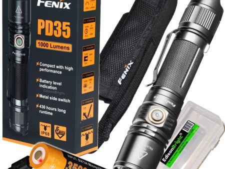 Fenix PD35 v2.0 2018 1000 Lumen Flashlight rechargeable bundle with Fenix USB Rechargeable 3500mAh li-ion Battery & EdisonBright battery carry case Fashion