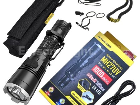 Nitecore Multitask Hybrid MH27UV USB Rechargeable 1000 lumens LED Flashlight w  Red, Blue, and UltraViolet Light uses 1x 18650 or 2x CR123A batteries. Online now