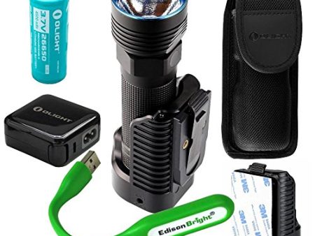 Olight R50 Pro SEEKER LE 3200 Lumen CREE LED USB rechargeable searchlight flashlight, charging dock, rechargeable battery with EdisonBright USB reading light bundle. 5 Years Manufacturer Warranty Cheap