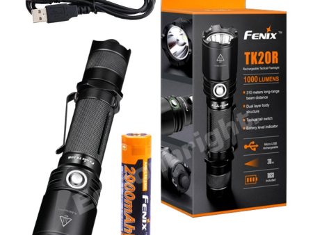 FENIX TK20R USB Rechargeable 1000 Lumen Cree LED tactical Flashlight with battery Supply