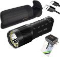 Nitecore TM20K 20,000 Lumen Rechargeable LED Flashlight with EdisonBright Brand Charging Adapter Bundle Supply