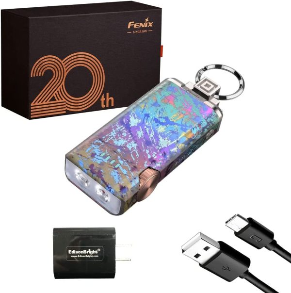 Fenix APX 20 Limited Edition 20th Anniversary Rechargeable Keychain Flashlight with EdisonBright Charging Adapter Supply