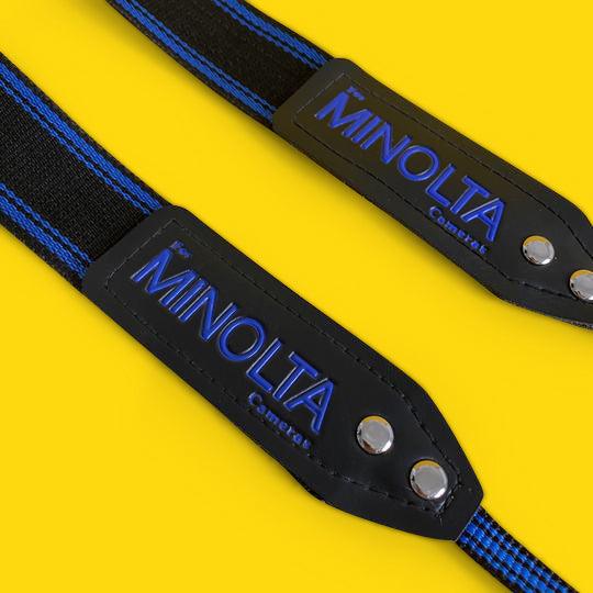 Genuine Minolta Blue & Black SLR Camera Strap For Sale